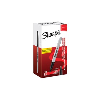 Sharpie Fine - 24 pc(s) - Black - Fine tip - Black - Gray - Round - Fine