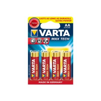 Varta Max Tech AA - Batteria monouso - Alcalino - 1,5 V - 4 pezzo(i) - Rosso - 24 g