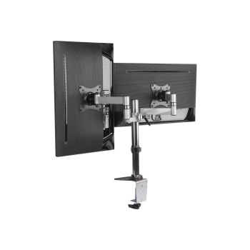 LogiLink Dual monitor desk mount - Befestigungskit - einstellbarer Arm - für 2 Monitore - Aluminium, Stahl - metallisch grau - Bildschirmgröße: 33-68.6 cm (13"-27") - Tischmontage