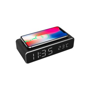 Gembird DAC-WPC-01 - Digital alarm clock - Rectangle - Black - Aluminium - 12/24h - iPhone X/XS/XR - iPhone 8 - Galaxy S8/S7/S6