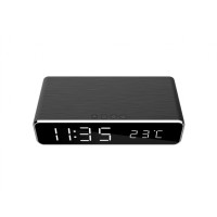 Gembird DAC-WPC-01 - Digital alarm clock - Rectangle - Black - Aluminium - 12/24h - iPhone X/XS/XR - iPhone 8 - Galaxy S8/S7/S6