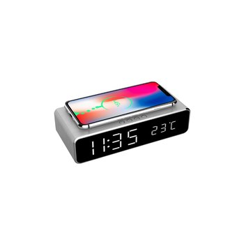 Gembird DAC-WPC-01-S - Digital alarm clock - Rectangle - Silver - iPhone X/XS/XR - iPhone 8 - Galaxy S8/S7/S6 - LCD