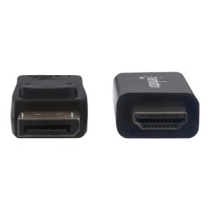 Manhattan DisplayPort 1.1 to HDMI Cable, 1080p@60Hz, 1m, Male to Male, DP With Latch, Black, Not Bi-Directional, Three Year Warranty, Polybag