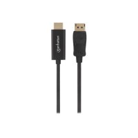 Manhattan DisplayPort 1.1 to HDMI Cable, 1080p@60Hz, 1m, Male to Male, DP With Latch, Black, Not Bi-Directional, Three Year Warranty, Polybag