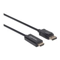 Manhattan DisplayPort 1.1 to HDMI Cable, 1080p@60Hz, 1m, Male to Male, DP With Latch, Black, Not Bi-Directional, Three Year Warranty, Polybag