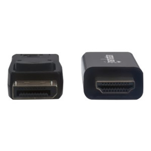 Manhattan DisplayPort 1.1 to HDMI Cable, 1080p@60Hz, 1.8m, Male to Male, DP With Latch, Black, Not Bi-Directional, Three Year Warranty, Polybag