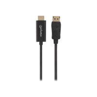 Manhattan DisplayPort 1.1 to HDMI Cable, 1080p@60Hz, 1.8m, Male to Male, DP With Latch, Black, Not Bi-Directional, Three Year Warranty, Polybag