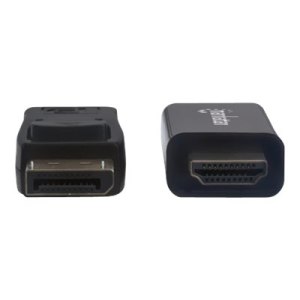 Manhattan DisplayPort 1.1 to HDMI Cable, 1080p@60Hz, 3m, Male to Male, DP With Latch, Black, Not Bi-Directional, Three Year Warranty, Polybag