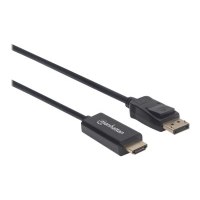 Manhattan DisplayPort 1.1 to HDMI Cable, 1080p@60Hz, 3m, Male to Male, DP With Latch, Black, Not Bi-Directional, Three Year Warranty, Polybag