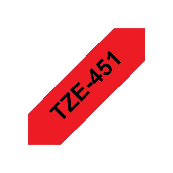 Brother TZe-451 - Standard-Klebstoff - schwarz auf rot - Rolle (2,4 cm x 8 m)