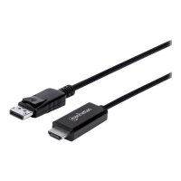 Manhattan DisplayPort 1.2 to HDMI Cable, 4K@60Hz, 3m, Male to Male, DP With Latch, Black, Not Bi-Directional, Three Year Warranty, Polybag