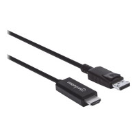 Manhattan DisplayPort 1.2 to HDMI Cable, 4K@60Hz, 3m, Male to Male, DP With Latch, Black, Not Bi-Directional, Three Year Warranty, Polybag