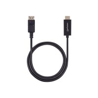 Manhattan DisplayPort 1.2 to HDMI Cable, 4K@60Hz, 1.8m, Male to Male, DP With Latch, Black, Not Bi-Directional, Three Year Warranty, Polybag