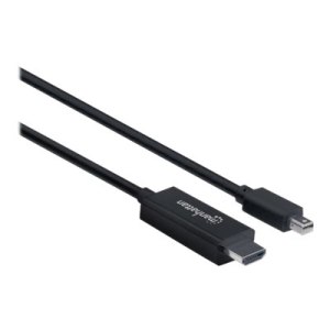 Manhattan Mini DisplayPort 1.1 to HDMI Cable, 1080p@60Hz, 1.8m, Male to Male, Black, Three Year Warranty, Polybag