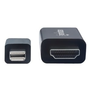 Manhattan Mini DisplayPort 1.1 to HDMI Cable, 1080p@60Hz, 1.8m, Male to Male, Black, Three Year Warranty, Polybag