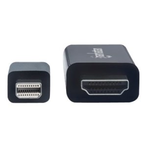 Manhattan Mini DisplayPort 1.2 to HDMI Cable, 4K@60Hz, 1.8m, Male to Male, Black, Three Year Warranty, Polybag