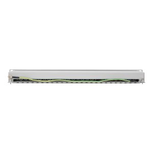 Intellinet Patch Panel, Cat6a, FTP, 24-Port, 1U, Shielded, 90° Top-Entry Punch Down Blocks, Grey