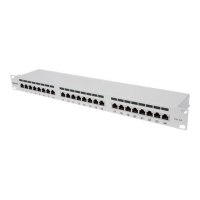 Intellinet Patch Panel, Cat6a, FTP, 24-Port, 1U, Shielded, 90° Top-Entry Punch Down Blocks, Grey