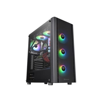 Thermaltake V Series V250 TG ARGB - Tower - ATX - Seitenteil mit Fenster (gehärtetes Glas) - keine Spannungsversorgung (PS/2) - Schwarz - USB/Audio