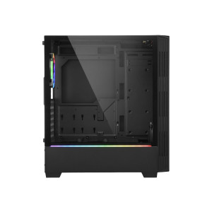 Sharkoon RGB LIT 100 - Tower - ATX - windowed side panel (tempered glass) - ohne Netzteil - USB/Audio