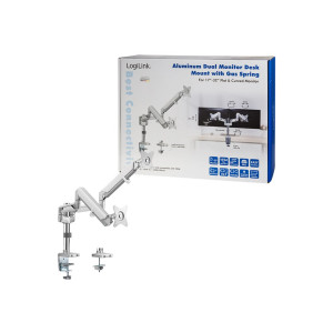 LogiLink Befestigungskit - einstellbarer Arm - für 2 LCD-Displays / Curved LCD-Displays - Kunststoff, Aluminium, Stahl - Bildschirmgröße: 43.2-81.3 cm (17"-32")