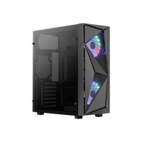 AeroCool Glider - Tempered Glass Edition - Tower - ATX - Seitenteil mit Fenster (gehärtetes Glas) - keine Spannungsversorgung (ATX) - Schwarz - USB/Audio