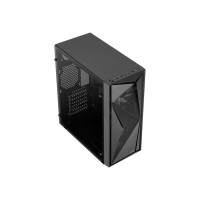 AeroCool Glider - Tempered Glass Edition - Tower - ATX - Seitenteil mit Fenster (gehärtetes Glas) - keine Spannungsversorgung (ATX) - Schwarz - USB/Audio