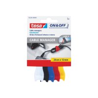 tesa On & Off - Kabelbinder - Schwarz, weiß, Blau, Gelb, Rot - 20 cm (Packung mit 5)