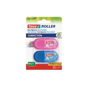 Tesa Roller Korrigieren ecoLogo - Blau - Pink - 6 m - 5 mm - 100% - Sichtverpackung - 2 Stück(e)