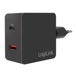 LogiLink USB wall charger - Netzteil - 18 Watt - 3 A - PD 3.0, QC 3.0 - 2 Ausgabeanschlussstellen (USB, USB-C)