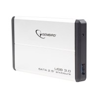 Gembird EE2-U3S-2-S - Enclosure HDD - 2.5" - SATA - Collegamento del dispositivo USB - Argento