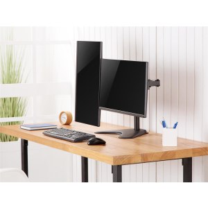 Equip Pro Economy - Aufstellung - für 2 LCD-Displays - Stahl - Schwarz - Bildschirmgröße: 43.2-81.3 cm (17"-32")