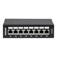 Intellinet Patch Panel, Cat6a, FTP, 8-Port, Desktop, Shielded, 90° Top-Entry Punch Down Blocks, Black