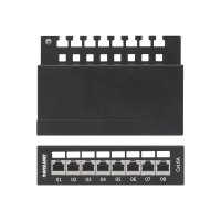 Intellinet Patch Panel, Cat6a, FTP, 8-Port, Desktop, Shielded, 90° Top-Entry Punch Down Blocks, Black