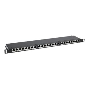 Intellinet Patch Panel, Cat6a, FTP, 24-Port, 19", 0.5U, Shielded, 90° Top-Entry Punch Down Blocks, Black