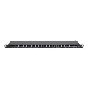 Intellinet Patch Panel, Cat6a, FTP, 24-Port, 19", 0.5U, Shielded, 90° Top-Entry Punch Down Blocks, Black - Patch Panel - Rack montierbar - CAT 6a - FTP - RJ-45 X 24 - Schwarz - 0.5U - 48.3 cm (19")