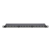 Intellinet Patch Panel, Cat6a, FTP, 24-Port, 19", 0.5U, Shielded, 90° Top-Entry Punch Down Blocks, Black