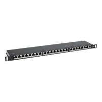 Intellinet Patch Panel, Cat6a, FTP, 24-Port, 19", 0.5U, Shielded, 90° Top-Entry Punch Down Blocks, Black - Patch Panel - Rack montierbar - CAT 6a - FTP - RJ-45 X 24 - Schwarz - 0.5U - 48.3 cm (19")