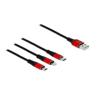 Delock 3 in 1 - Kabel nur zum Laden - USB männlich zu Micro-USB Typ B, Lightning, 24 pin USB-C männlich