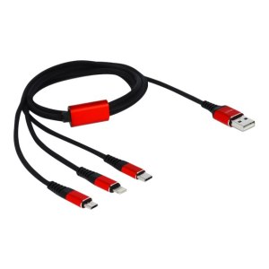 Delock 3 in 1 - Kabel nur zum Laden - USB männlich zu Micro-USB Typ B, Lightning, 24 pin USB-C männlich
