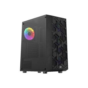 AeroCool Hive FRGB - MDT - ATX - Seitenteil mit Fenster (gehärtetes Glas) - keine Spannungsversorgung (ATX) - Schwarz - USB/Audio