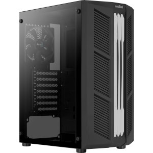 AeroCool Prime - MDT - ATX - Seitenteil mit Fenster (gehärtetes Glas) - keine Spannungsversorgung (ATX) - Schwarz - USB/Audio