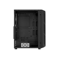 AeroCool Prime - MDT - ATX - Seitenteil mit Fenster (gehärtetes Glas) - keine Spannungsversorgung (ATX) - Schwarz - USB/Audio