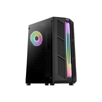 AeroCool Prime ARGB - MDT - ATX - Seitenteil mit Fenster (gehärtetes Glas) - keine Spannungsversorgung (ATX) - Schwarz - USB/Audio