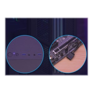 AeroCool Prime ARGB - MDT - ATX - Seitenteil mit Fenster (gehärtetes Glas) - keine Spannungsversorgung (ATX) - Schwarz - USB/Audio