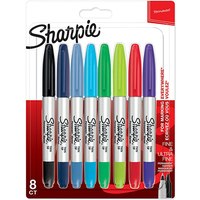 Sharpie 2065409. Schreibfarben: Mehrfarben, Punkttyp: Fein / Ultrafein, Für Materialien geeignet: Keramik, Stoff, Leder, Metall, Papier, Kunststoff. Menge pro Packung: 8 Stück(e), Verpackungsart: Sichtverpackung