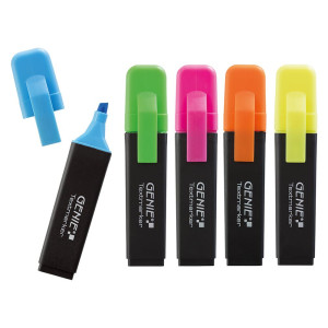 Genie 40022 - 5 pc(s) - Blue - Green - Orange - Pink - Yellow - Chisel tip - Multicolour - Polypropylene (PP) - 1 mm