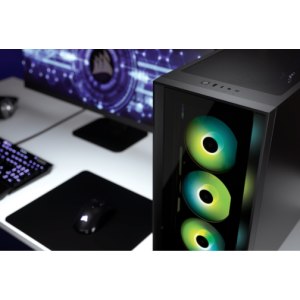 CORSAIR iCUE 4000X RGB - Tower - ATX - Seitenteil mit Fenster (gehärtetes Glas) - keine Spannungsversorgung (ATX) - Schwarz - USB/Audio