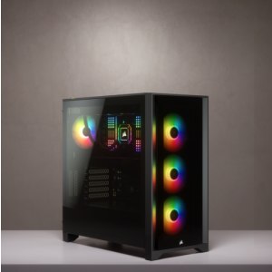 CORSAIR iCUE 4000X RGB - Tower - ATX - Seitenteil mit Fenster (gehärtetes Glas) - keine Spannungsversorgung (ATX) - Schwarz - USB/Audio