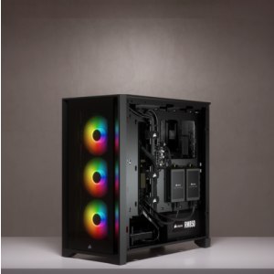 CORSAIR iCUE 4000X RGB - Tower - ATX - Seitenteil mit Fenster (gehärtetes Glas) - keine Spannungsversorgung (ATX) - Schwarz - USB/Audio